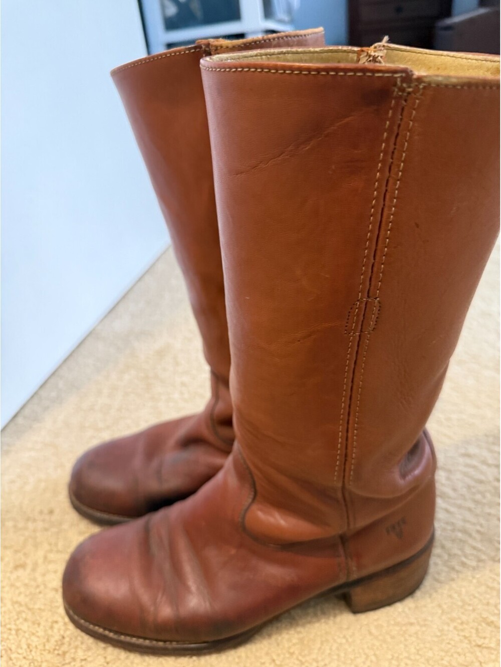 Vintage Frye Boots ? PAIR 2 (Tan/Chestnut)  Size 10D Made in USA